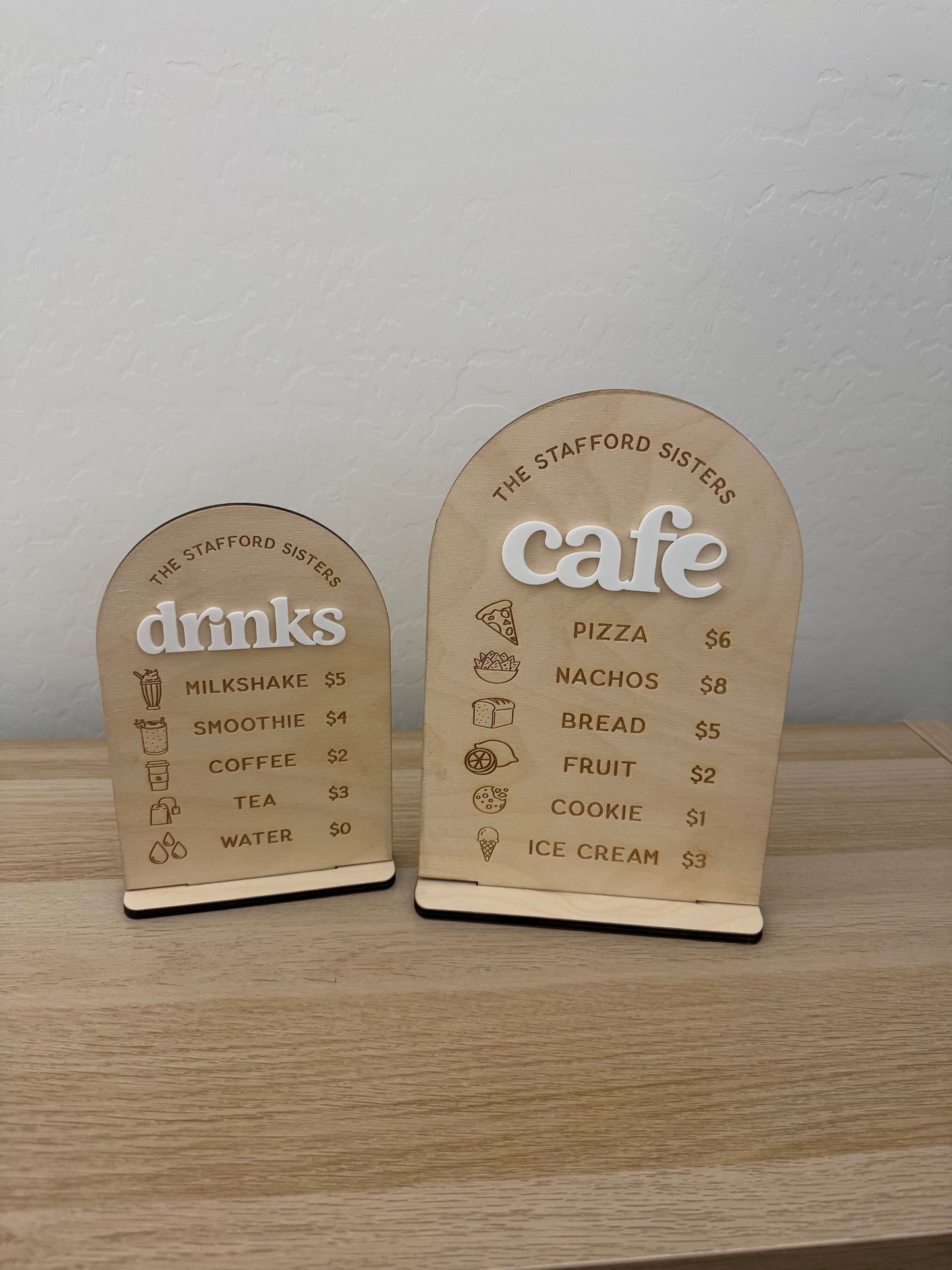 Play Kitchen Cafe & Drinks Signs