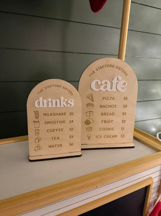 Play Kitchen Cafe & Drinks Signs